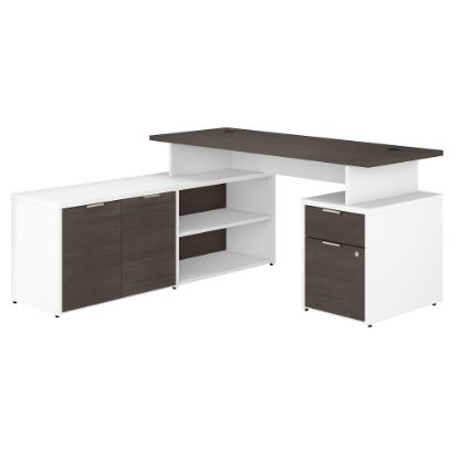 Picture of Bush Business Furniture Jamestown 60inW L-Shaped Corner Desk With Drawers, Storm Gray/White, Standard Delivery