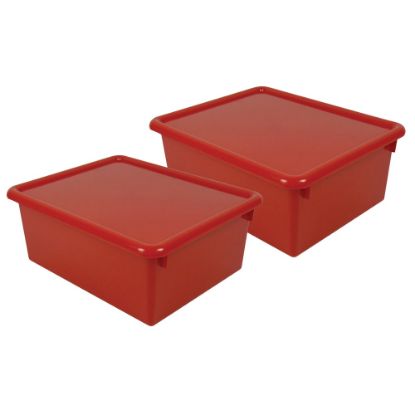 Picture of Romanoff Stowaway Letter Boxes With Lids, 5-1/4inH x 10-1/2inW x 13-1/4inD, Red, Pack Of 2 Boxes