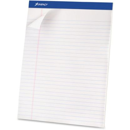 Picture of Ampad Basic Micro Perforated Writing Pads, 50 Sheets, Stapled, Wide Ruled, 8 1/2in x 11 3/4in, White Paper, Pack Of 12