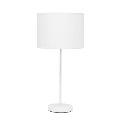 Picture of Simple Designs Stick Lamp With Fabric Shade, 19-12inH, White Shade/White Base