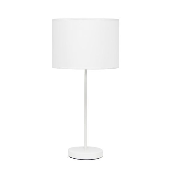 Picture of Simple Designs Stick Lamp With Fabric Shade, 19-12inH, White Shade/White Base