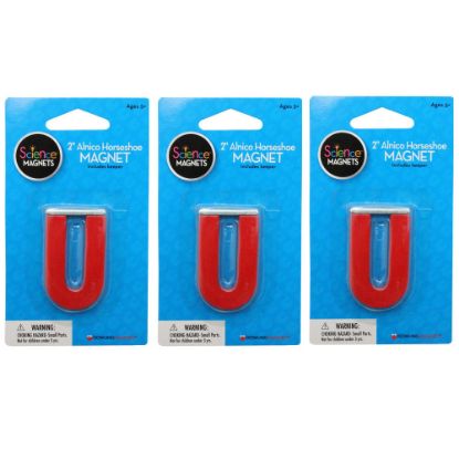 Picture of Dowling Magnets 2in Alnico Horseshoe Magnets, Red, All Ages, Pack Of 3 Magnets