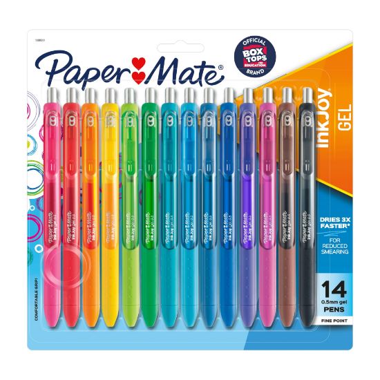 Picture of Paper Mate InkJoy Retractable Gel Pens, Fine Point, 0.5 mm, Assorted Colors, Pack Of 14 Pens