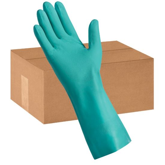 Picture of Tradex International Flock-Lined Nitrile General Purpose Gloves, X-Large, Green, 24 Per Pack, Case Of 12 Packs