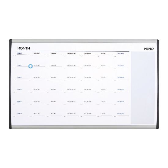 Picture of Quartet ARC Magnetic Dry-Erase Calendar For Cubicles, 18in x 30in, Aluminum Frame With Silver Finish