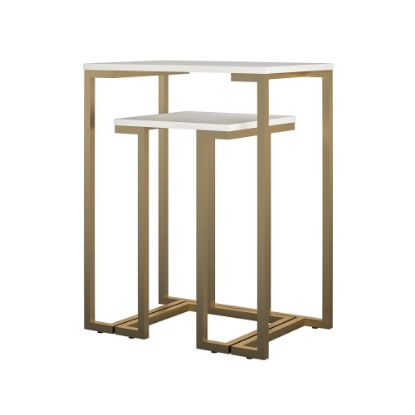 Picture of Ameriwood Home Camila Nesting Tables, 30inH x 23-5/8inW x 15-3/4inD, Gold/White, Set Of 2 Tables