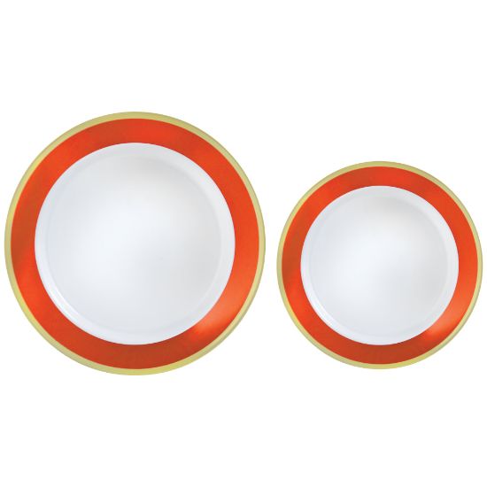 Picture of Amscan Round Hot-Stamped Plastic Bordered Plates, Orange Peel, Pack Of 20 Plates