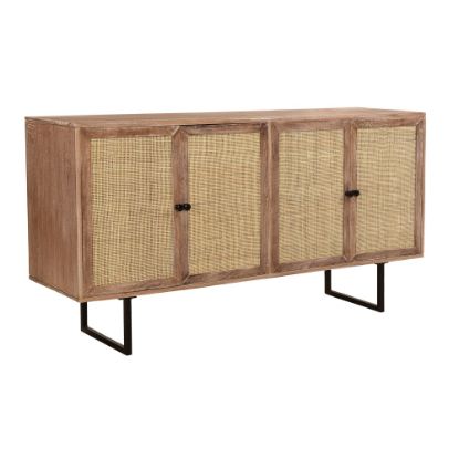 Picture of Coast to Coast Tory 4-Door Credenza/Sideboard, 30inH x 58inW x 16inD, Capris Light Brown/Cane