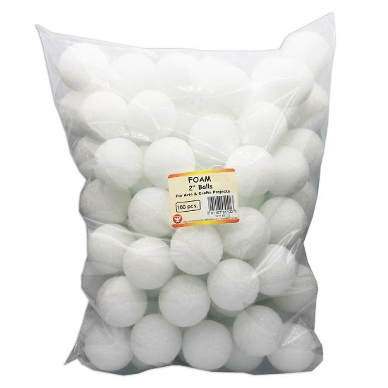 Picture of Hygloss Craft Foam Balls, 2 Inch, White, Pack Of 100