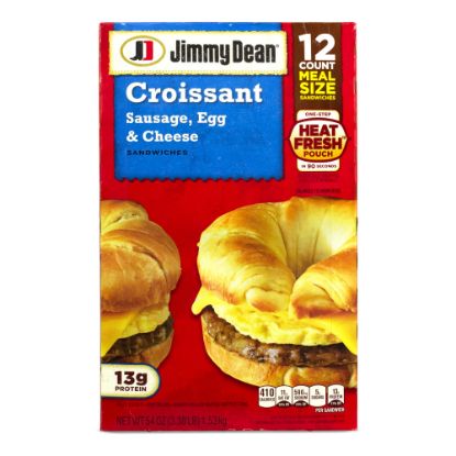 Picture of Jimmy Dean Sausage, Egg and Cheese Croissant Breakfast Sandwiches, 54.08 Oz, Box Of 12 Sandwiches