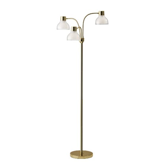 Picture of Adesso Presley 3-Arm Floor Lamp, 69inH, Clear Shade/Shiny Gold Base