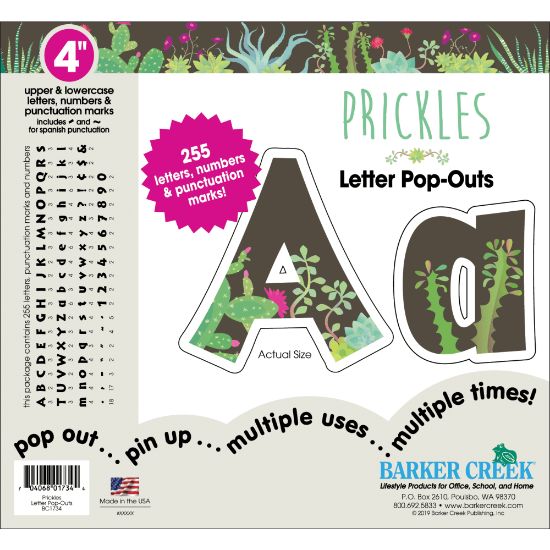 Picture of Barker Creek Letter Pop-Outs, 4in, Prickles, Pack Of 255 Pop-Outs