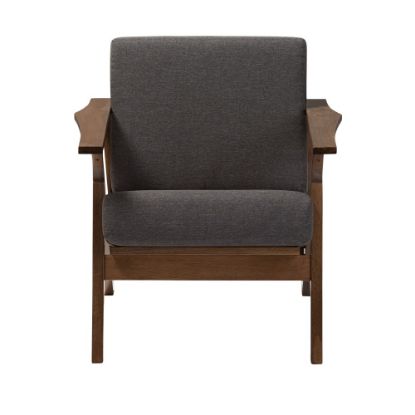 Picture of Baxton Studio Elena Fabric Lounge Chair, Gray/Dark Walnut