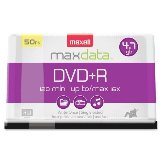 Picture of Maxell DVD+R Recordable Media Spindle, 4.7GB/120 Minutes, Pack Of 50