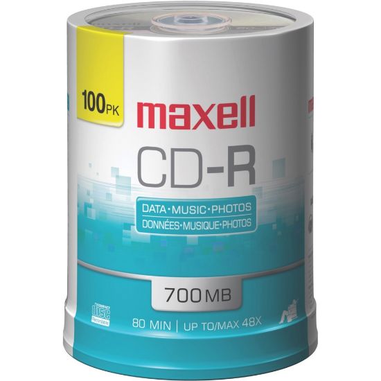 Picture of Maxell CD-R Media Spindle, 700MB/80 Minutes, Pack Of 100