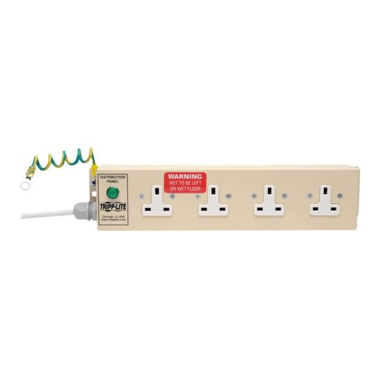 Picture of Tripp Lite Safe-IT UK BS-1363 Medical-Grade Antimicrobial Power Strip with 4 UK Outlets, 3m Cord - Power distribution strip - AC - input: Type G - output connectors: 4 (BS 1363A) - 10 ft cord