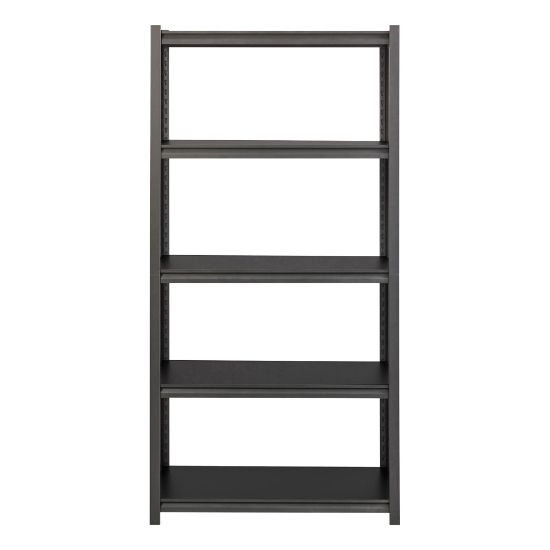 Picture of Lorell Riveted Storage Shelving Unit, 5-Shelf, 72inH x 36inW x 18inD, Black