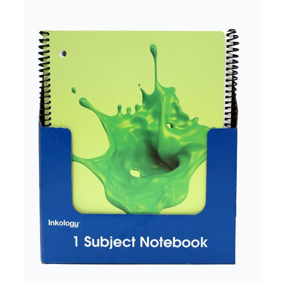 Picture of Inkology Notebooks, Nickelodeon Slime, 8-1/2in x 11in, College Ruled, 140 Pages (70 Sheets), Assorted Designs, Pack Of 12 Notebooks