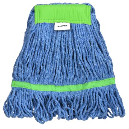 Picture of Alpine Industries Cotton Loop-End Mop Heads With 5in Head And Tail Bands, 24 Oz, Blue/Green, Set Of 12 Heads