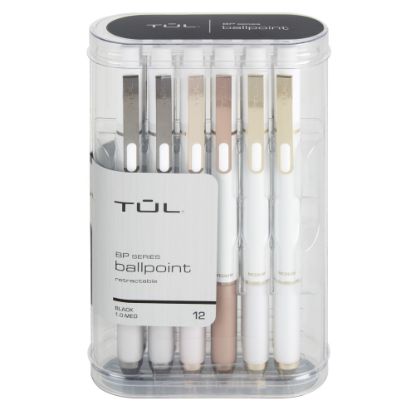 Picture of TUL BP Series Retractable Ballpoint Pens, Medium Point, 1.0 mm, Pearl White Barrel, Black Ink, Pack Of 12 Pens