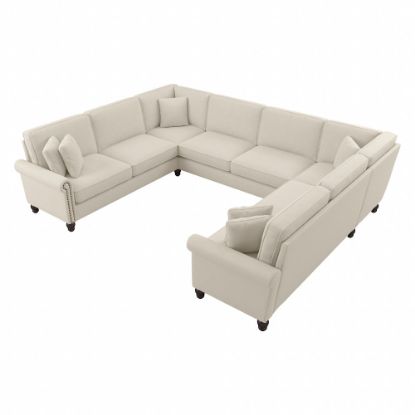 Picture of Bush Furniture Coventry 125inW U-Shaped Sectional Couch, Cream Herringbone, Standard Delivery