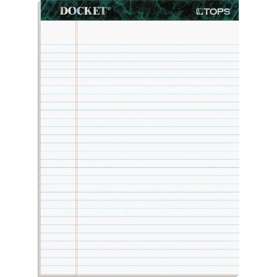 Picture of TOPS Docket Letr-Trim Legal Ruled White Legal Pads - 50 Sheets - Double Stitched - 0.34in Ruled - 16 lb Basis Weight - 8 1/2in x 11 3/4in - White Paper - Marble Green Binder - Perforated, Hard Cover, Resist Bleed-through - 12 / Pack