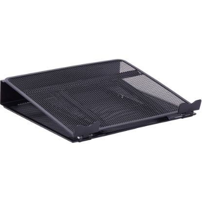 Picture of Lorell Mesh Laptop Stand - 3.5in Height x 13in Width x 11.5in Depth - Desktop - Steel, Metal - Black