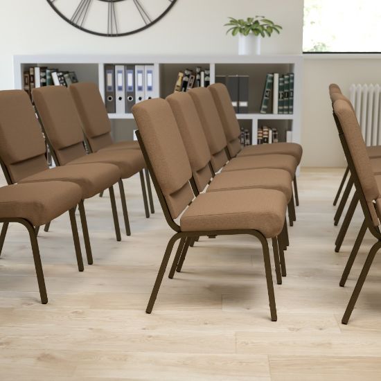 Picture of Flash Furniture HERCULES Series Stacking Church Chair, Brown/Goldvein