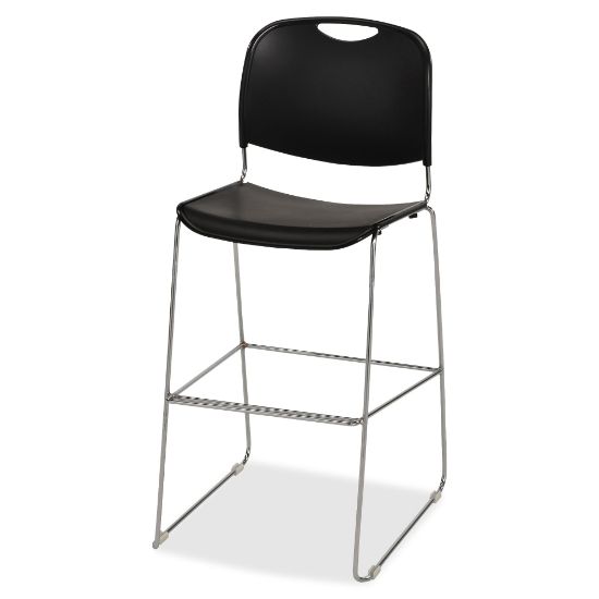 Picture of Lorell Plastic Bistro-Height Stack Chair, Black