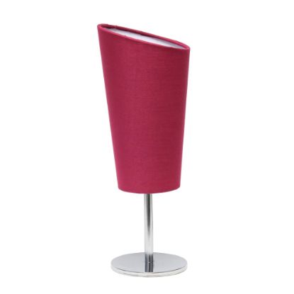 Picture of Simple Designs Mini Chrome Table Lamp With Angled Shade, 12-5/8inH, Pink Shade/Chrome Base