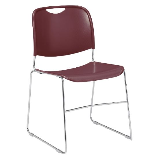 Picture of National Public Seating 8500 Ultra-Compact Stack Chair, Wine/Chrome