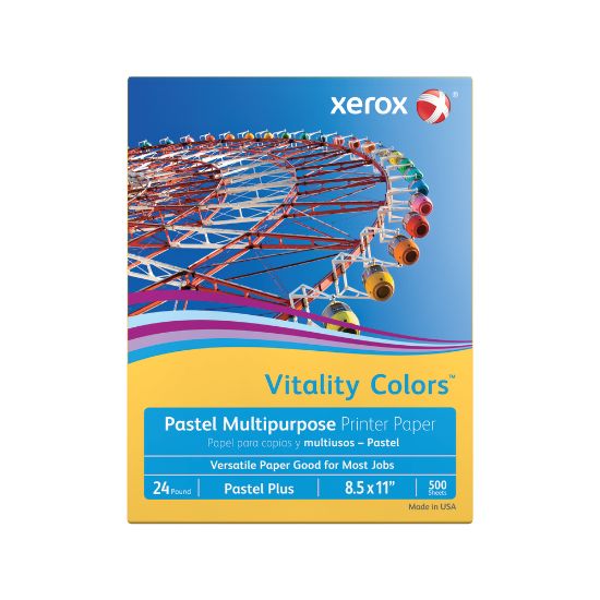 Picture of Xerox Vitality Colors Pastel Plus Color Multi-Use Printer & Copy Paper, 1 Ream, Goldenrod, Letter (8.5in x 11in), 500 Sheets Per Ream, 24 Lb, 30% Recycled