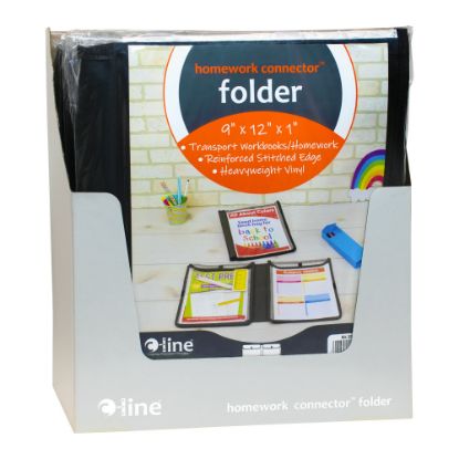 Picture of C-Line Classroom Connector Folders, 8-1/2in x 11in, Black, Box Of 24 Folders