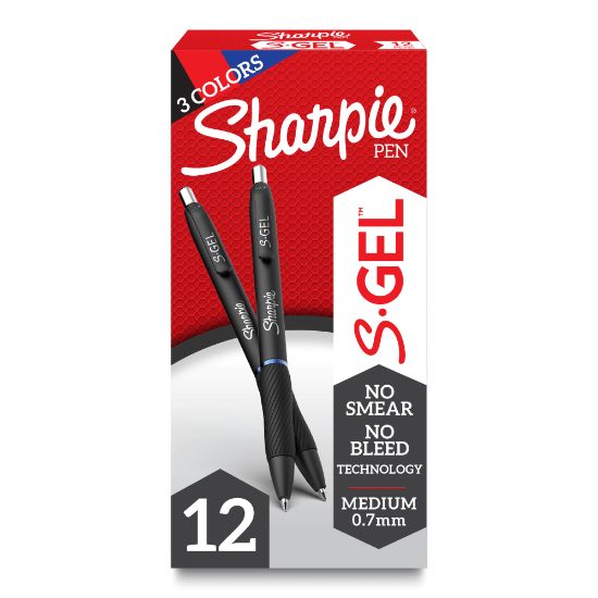 Picture of Sharpie S Gel Pens, Medium Point, 0.7 mm, Black Barrels, Assorted Ink, Pack Of 12 Pens