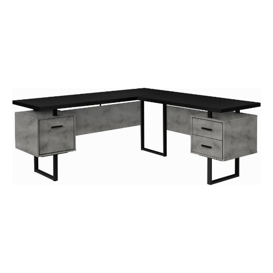 Picture of Monarch Specialties Dallas 71inW L-Shaped Corner Desk, Gray/Black