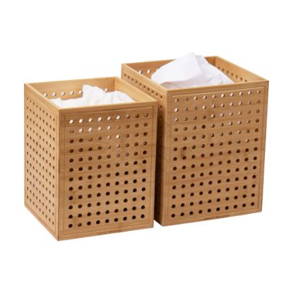 Picture of Mind Reader Trash Can Waste Paper Basket Rayon from Bamboo, 10inH x 8inW x 8inL, Brown, 2-Piece