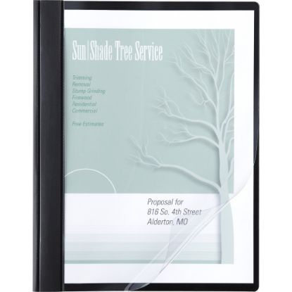 Picture of ACCO Poly Clear Front Report Cover, 8 1/2in x 11in, 1/2in Folder Capacity, Black/Clear, Pack of 10