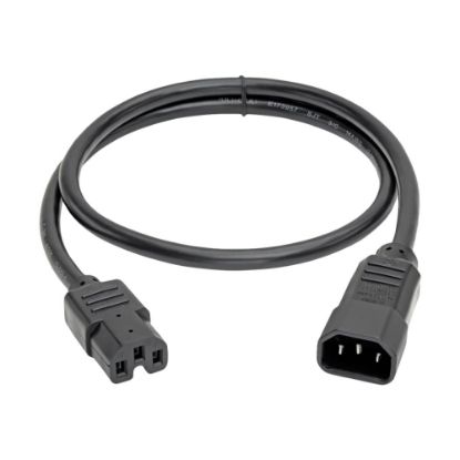 Picture of Eaton Tripp Lite Series Power Cord C14 to C15 - Heavy-Duty, 15A, 250V, 14 AWG, 3 ft. (0.91 m), Black - Power cable - IEC 60320 C15 to IEC 60320 C14 - AC 100-250 V - 3 ft - black