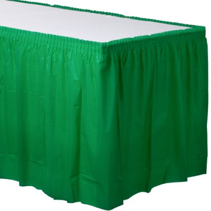 Picture of Amscan Plastic Table Skirts, Festive Green, 21' x 29in, Pack Of 2 Skirts