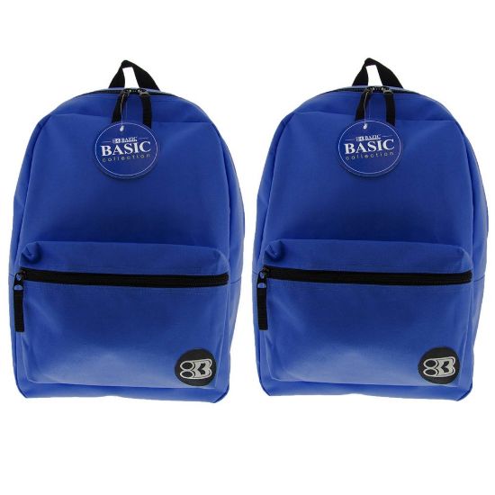 Picture of BAZIC Products 16in Basic Backpacks, Blue, Pack Of 2 Backpacks