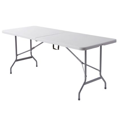 Picture of Realspace Molded Plastic Top Folding Table with Handles, 29inH x 72inW x 29-1/4inD, Platinum/Charcoal