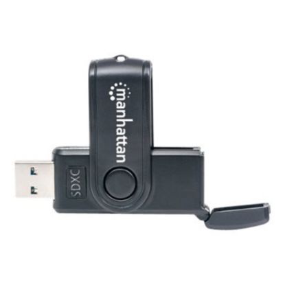 Picture of Manhattan USB-A Mini Multi-Card Reader/Writer, 5 Gbps (USB 3.2 Gen1 aka USB 3.0), 24-in-1, SuperSpeed USB, Windows or Mac, Black, Three Year Warranty, Blister - Card reader