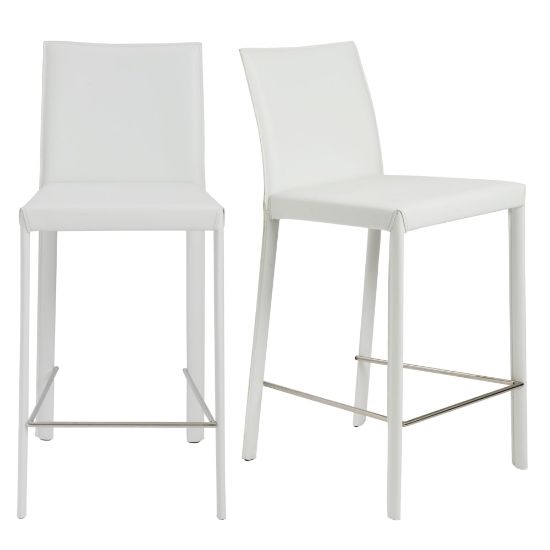 Picture of Eurostyle Hasina Counter Stools, White, Set Of 2 Stools