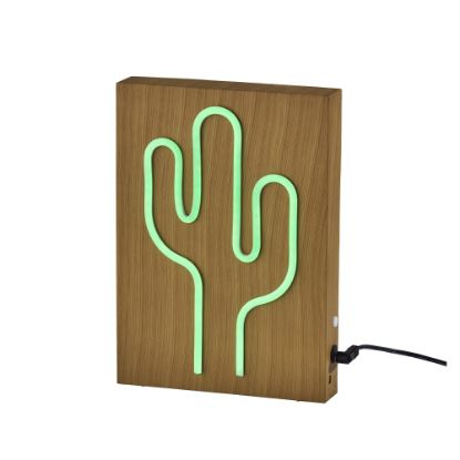 Picture of Adesso Simplee Wood-Framed Neon Table Lamp, 9inH, Cactus