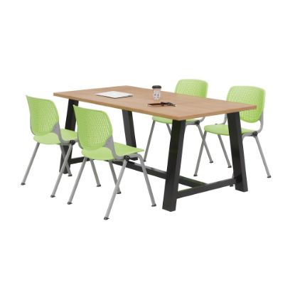 Picture of KFI Studios Midtown Table With 4 Stacking Chairs, Kensington Maple/Lime Green