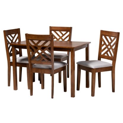 Picture of Baxton Studio Caron Dining Set, 29-5/16inH x 43-5/16inW x 27-9/16inD, Gray/Walnut