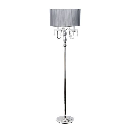 Picture of Elegant Designs Sheer Shade Floor Lamp, 61-1/2inH, Chrome/Gray