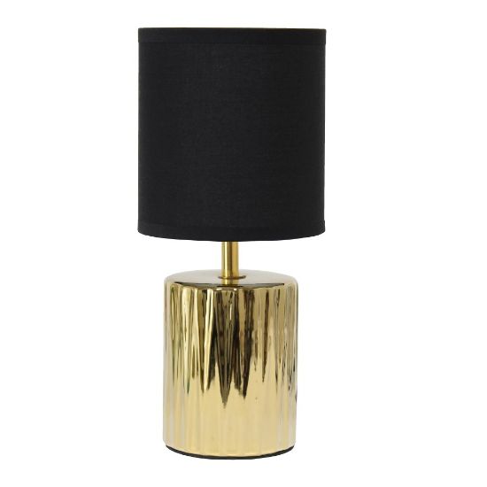 Picture of Simple Designs Ruffled Capsule Table Lamp, 11-5/8inH, Black/Gold