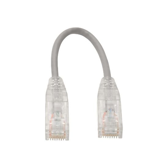 Picture of Tripp Lite Cat6 UTP Patch Cable (RJ45) - M/M, Gigabit, Snagless, Molded, Slim, Gray, 8 in. - First End: 1 x RJ-45 Male Network - Second End: 1 x RJ-45 Male Network - 1 Gbit/s - Patch Cable - Gold Plated Contact - 28 AWG - Gray