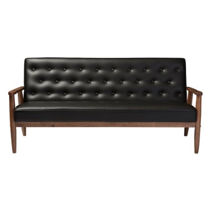 Picture of Baxton Studio Noel Sofa, Black/Dark Walnut